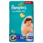 PAMPERS Active Baby Plienky 4+ Maxi+ 56ks