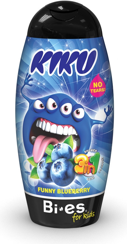 KIKU Funny Blueberry 3v1 detský sprchový gél, šampón a pena 250ml