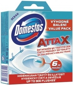 Domestos Attax Ocean čistiace prúžky do toalety 6 x 10 g