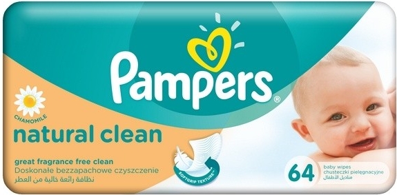 PAMPERS vlhčené ubrousky naturally clean 64 ks