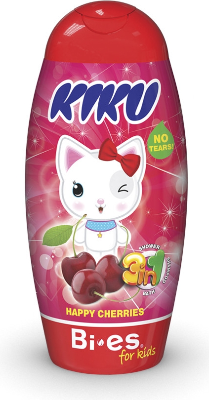 KIKU Happy Cherries 3v1 detský sprchový gél, šampón a pena 250ml