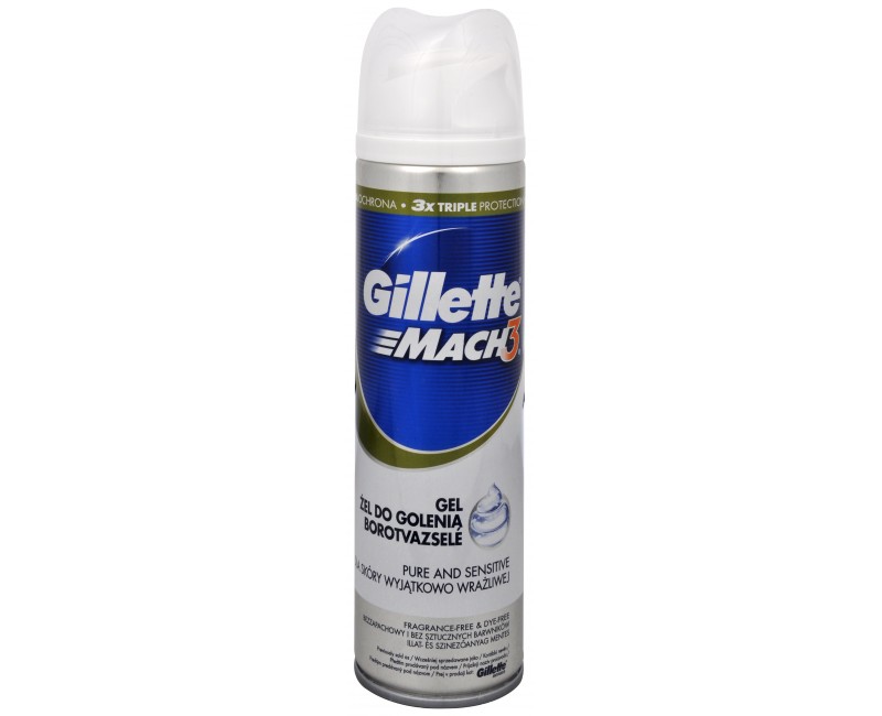 GILLETTE Mach 3 Gél na holenie Pure And Sensitive 200 ml