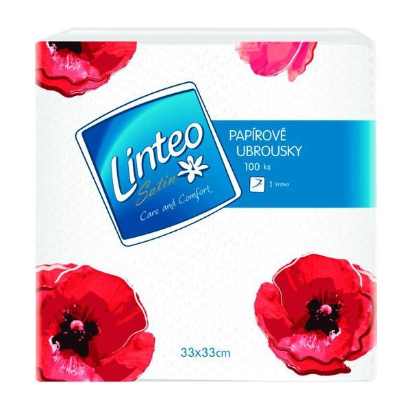 LINTEO Satin servítky 33x33 biele 1-vrstvové 100ks